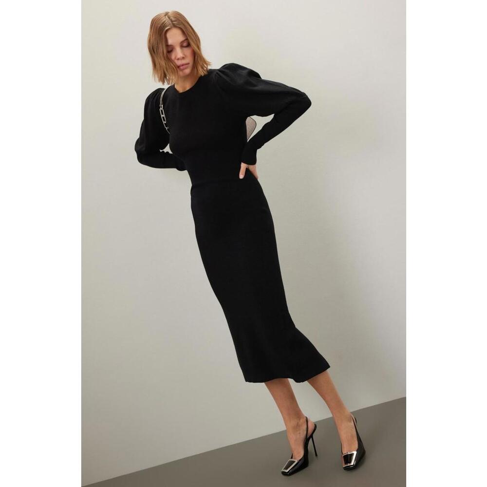 Toccin Violet Black Cable Midi Dress Size XS with Discoloration